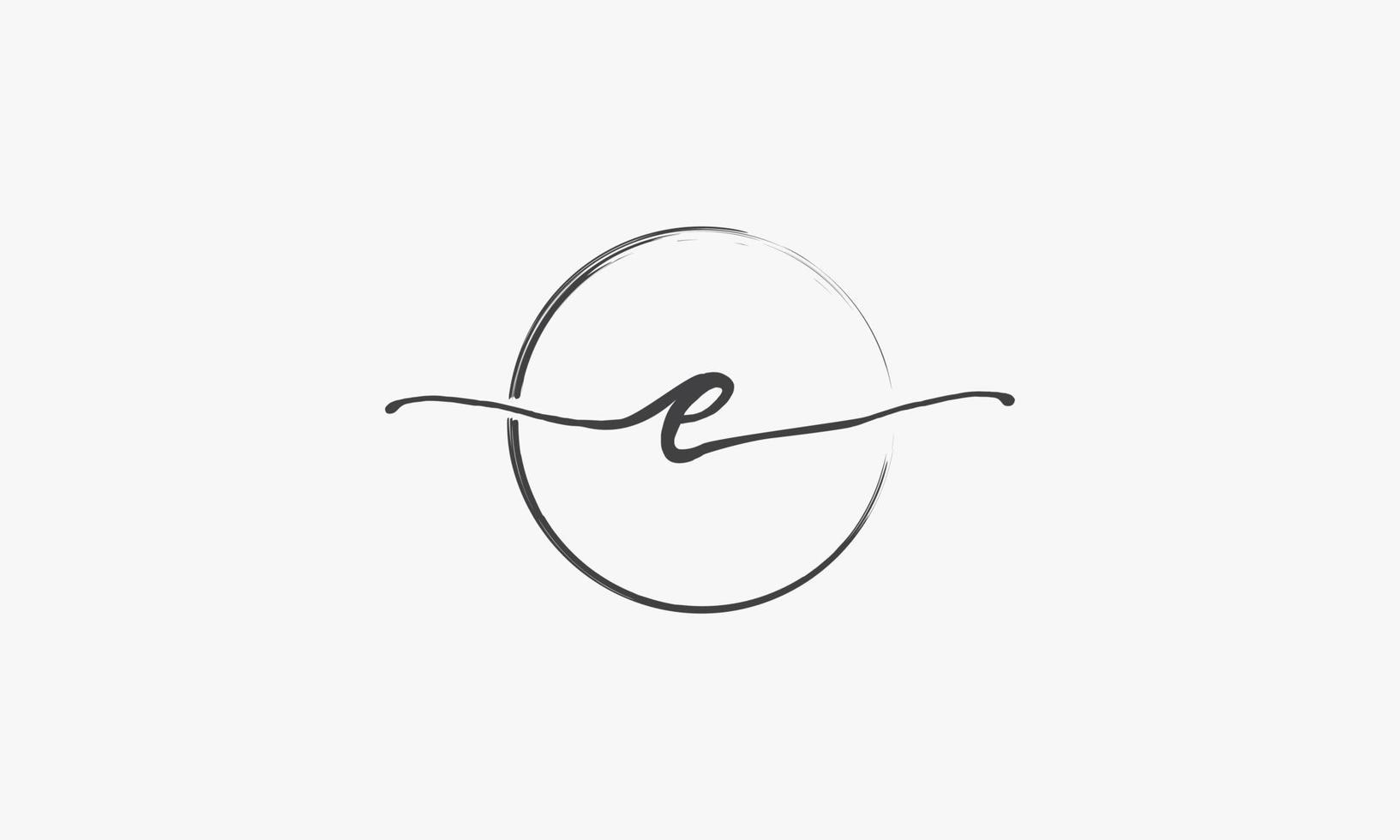 E handwritten logo with circle paint brush design vector. vector
