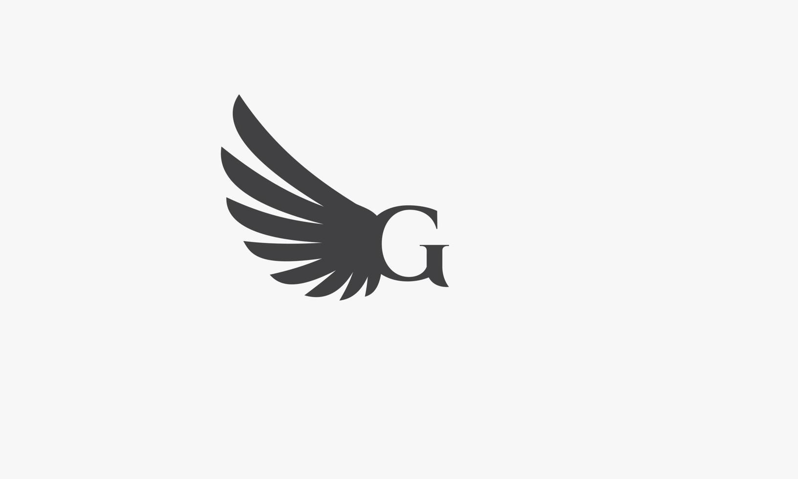 concepto de diseño de logotipo de letra g de ala. aislado sobre fondo blanco. vector