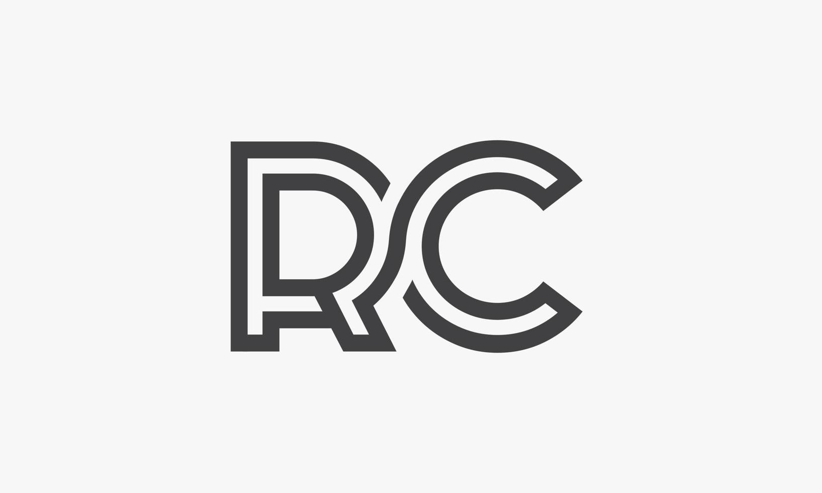 concepto de logotipo de letra rc aislado sobre fondo blanco. vector