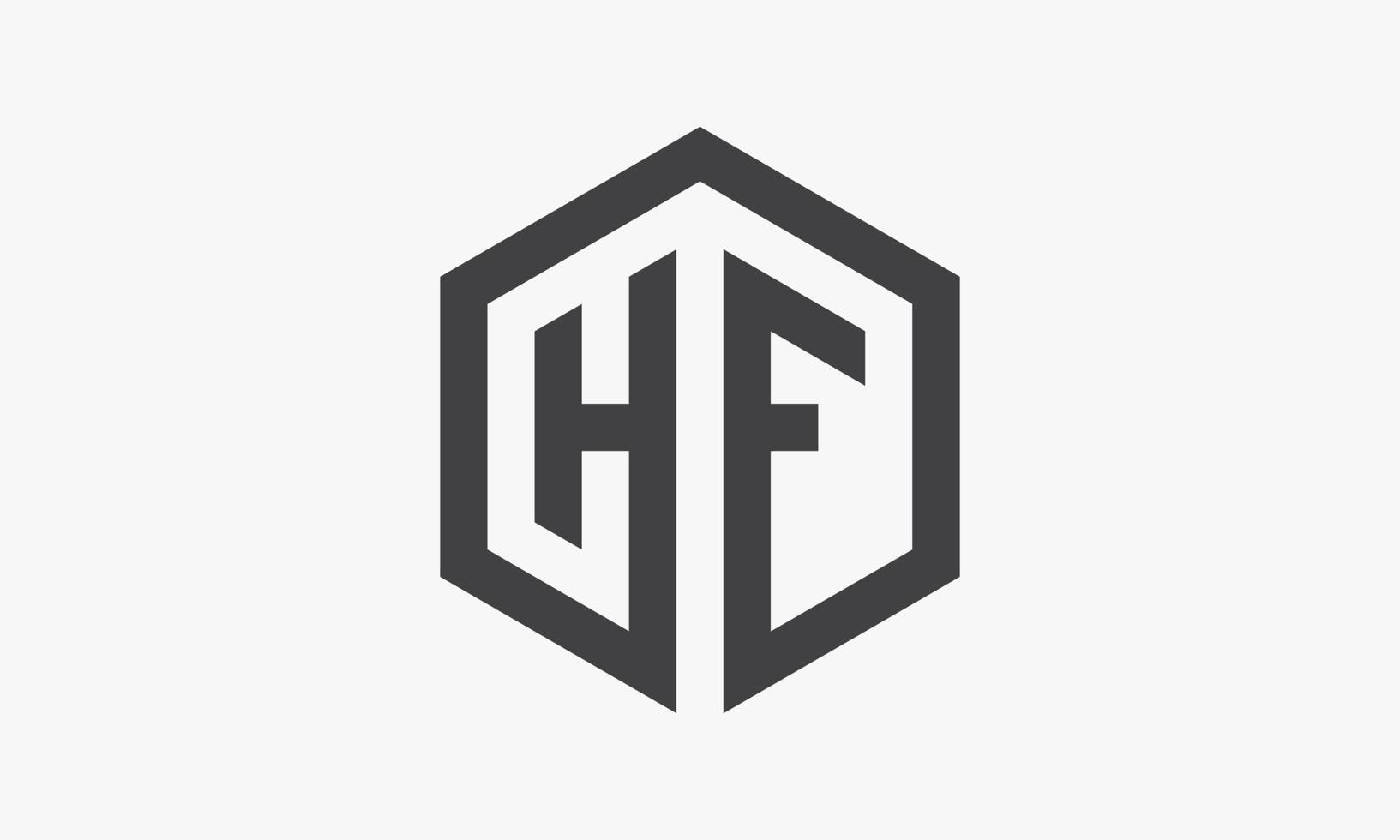 Logotipo de letra hexagonal hf aislado sobre fondo blanco. vector