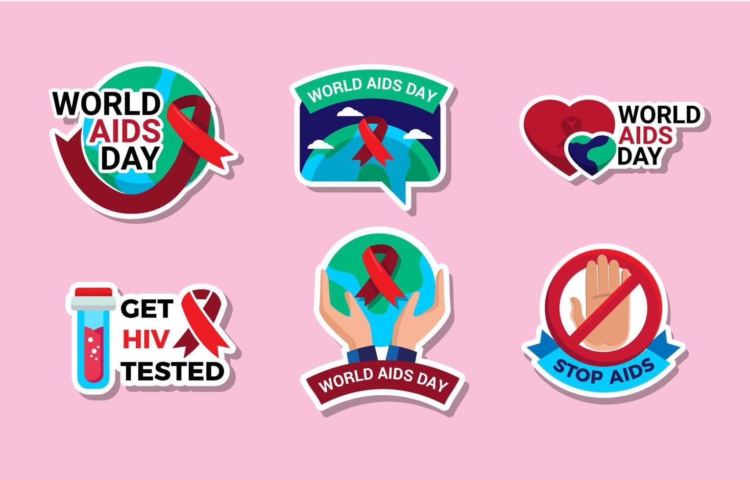 World AIDS Day Sticker Pack vector