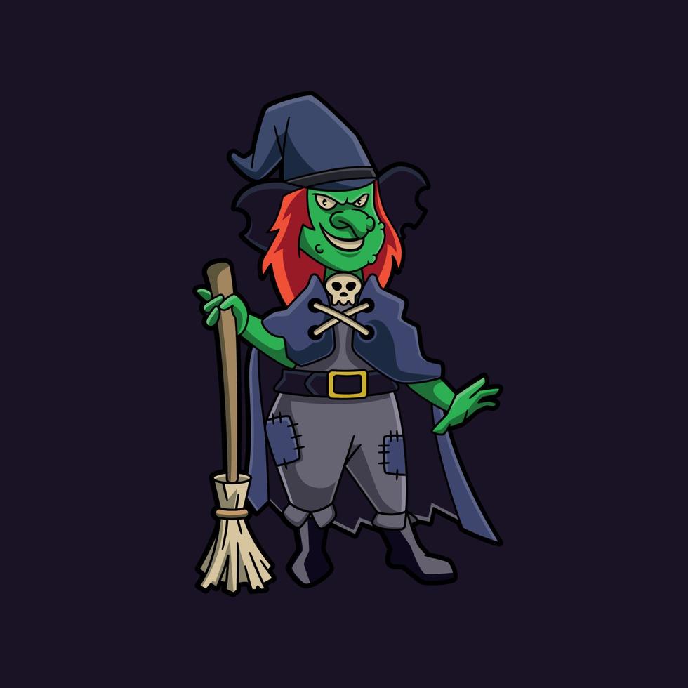 Scary Witch Cartoon Mascot Character vector