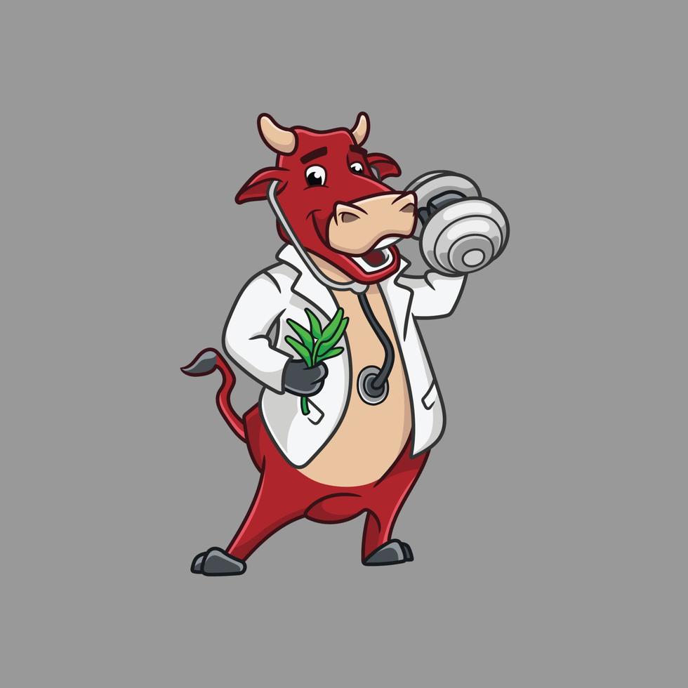 Health Conscious Bull Mascot Cartoon Character vector