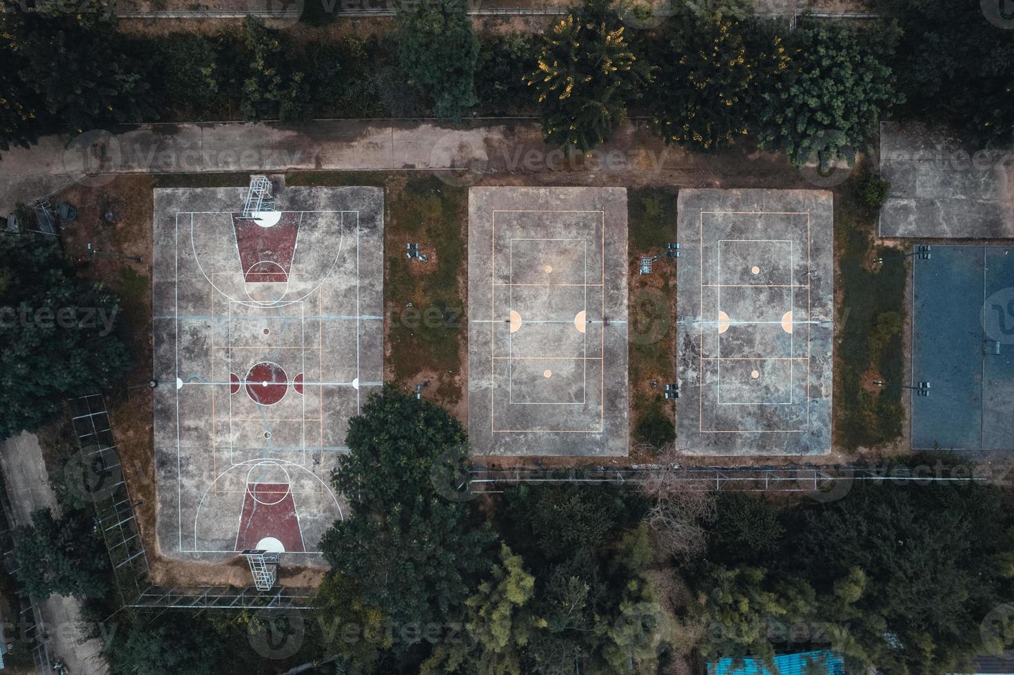 Estadio de alto ángulo, antigua cancha de baloncesto de alto ángulo foto