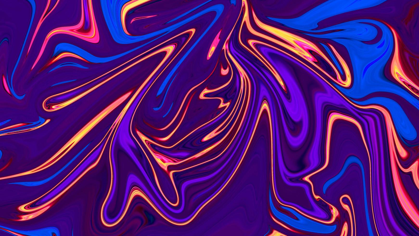 Mezcla de colores púrpura y azul y amarillo, pintura abstracta multicolor y de mármol, estampado de moda, diseño de fondo natural curva de línea líquida que fluye en una franja brillante foto