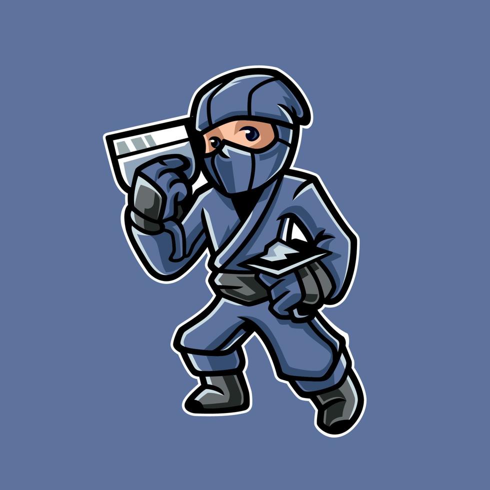 parche mascota de dibujos animados trabajador ninja vector