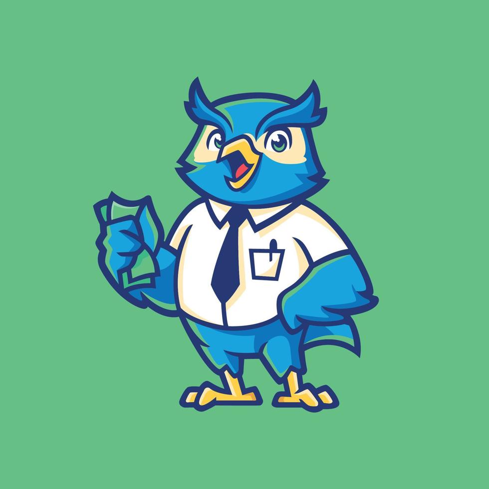 Money Wise Owl Financial Cartoon Mascot vector