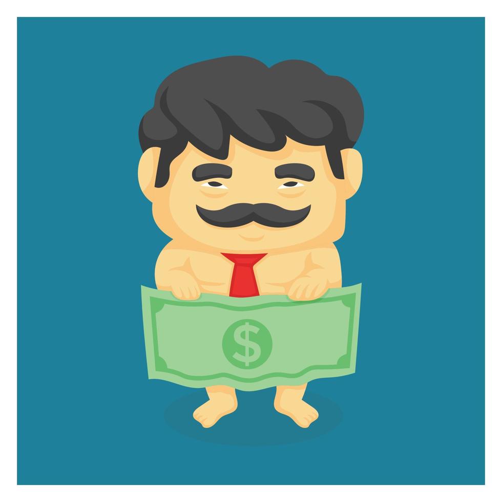 El empresario trae dinero frente a su cuerpo. anti corrupcion. ilustración vectorial vector