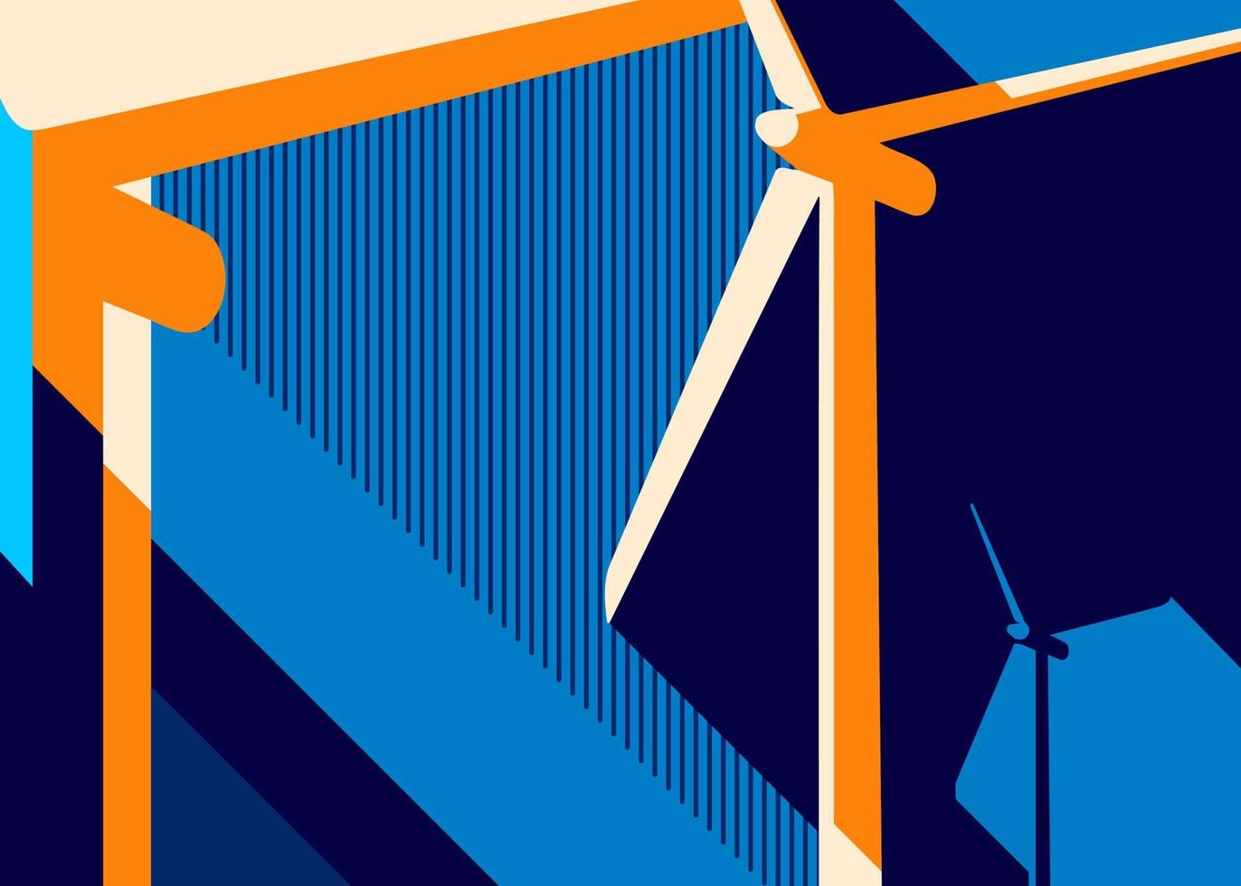 Banner with wind power plant. vector