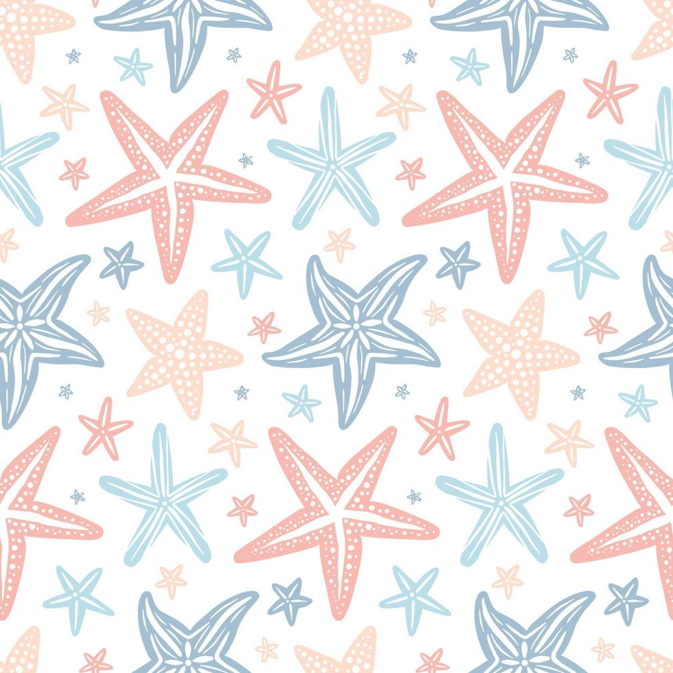 Cute Vintage Starfish Vector Seamless Pattern Design