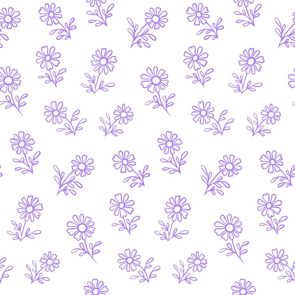 Cute Beauty Purple Flower Vector Seamless Pattern DesignCute Beauty Purple Flower Vector Seamless Pattern Design