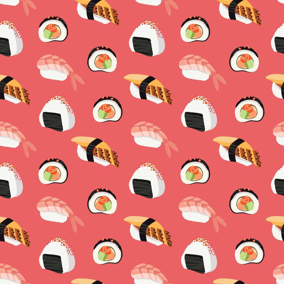 seamless pattern japanese traditional food rolls sushi and nigiri ...