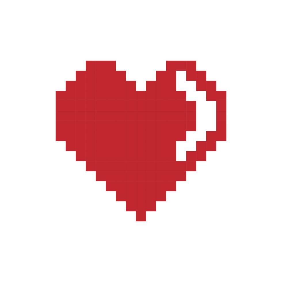Pixel flat heart of love create for icon, sign, symbol and emoji. vector