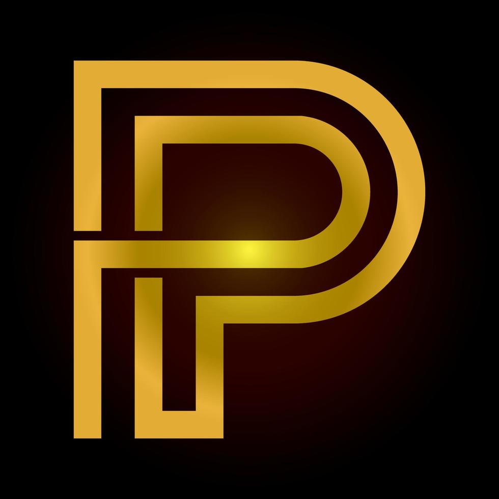 P letter or PP with gold line luxury elegant background vector