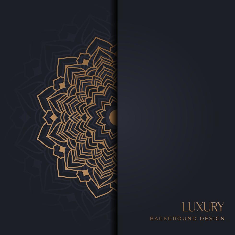 Luxury ornamental mandala design background in gold color. greeting card elegant banner vector