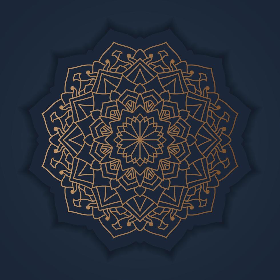 Luxury ornamental mandala design background in gold color. greeting card elegant banner vector