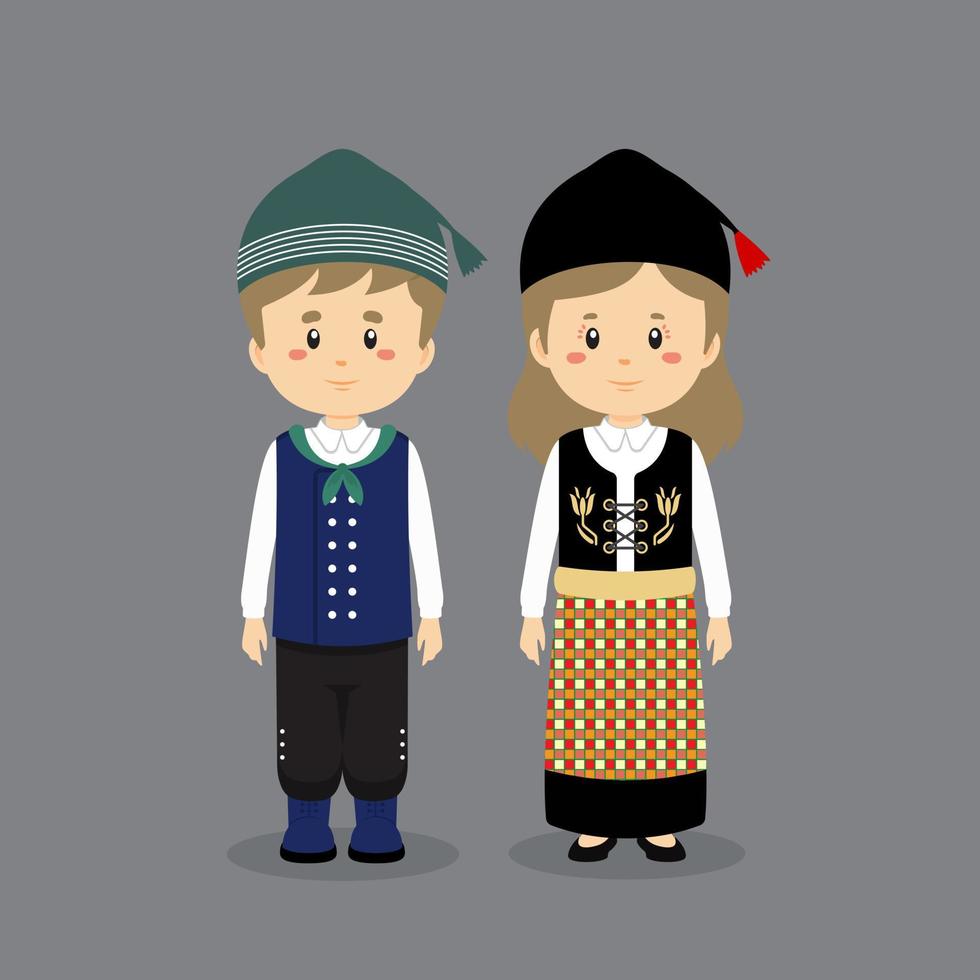 Couple Character Wearing Iceland National Dress vector