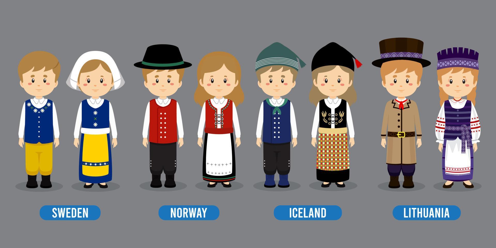 Character in Different National Costumes 4705259 Vector Art at Vecteezy