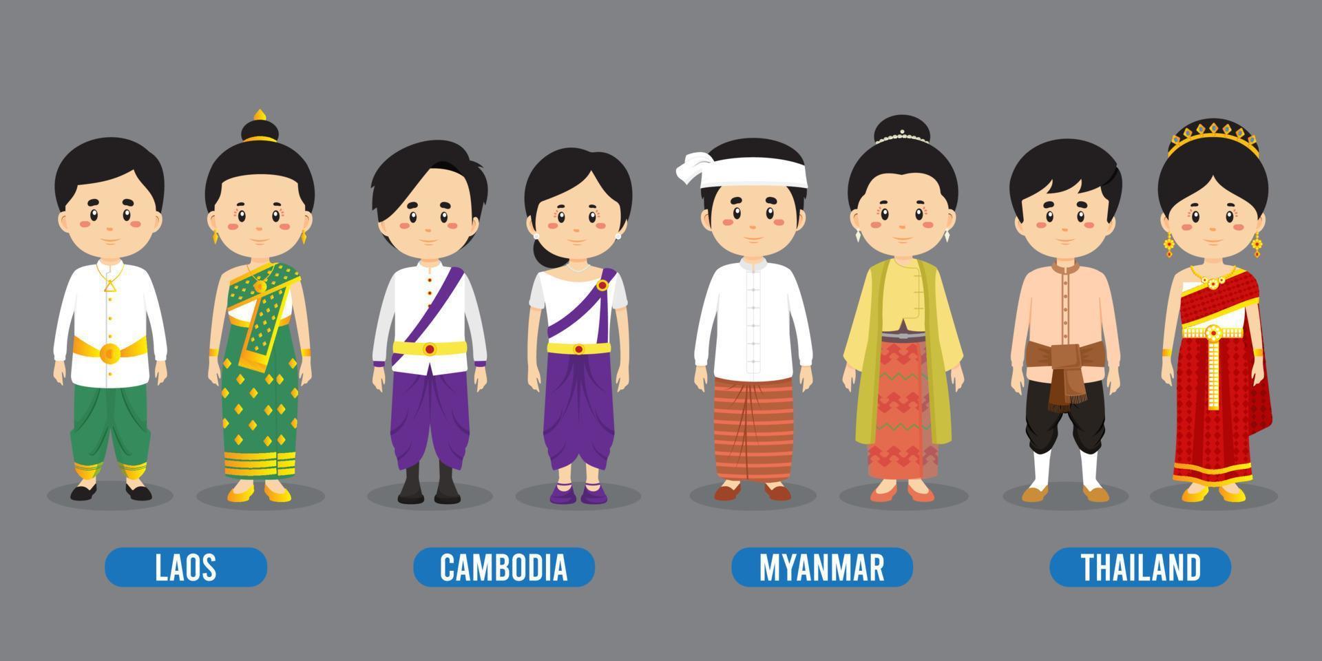 Character in Different National Costumes vector