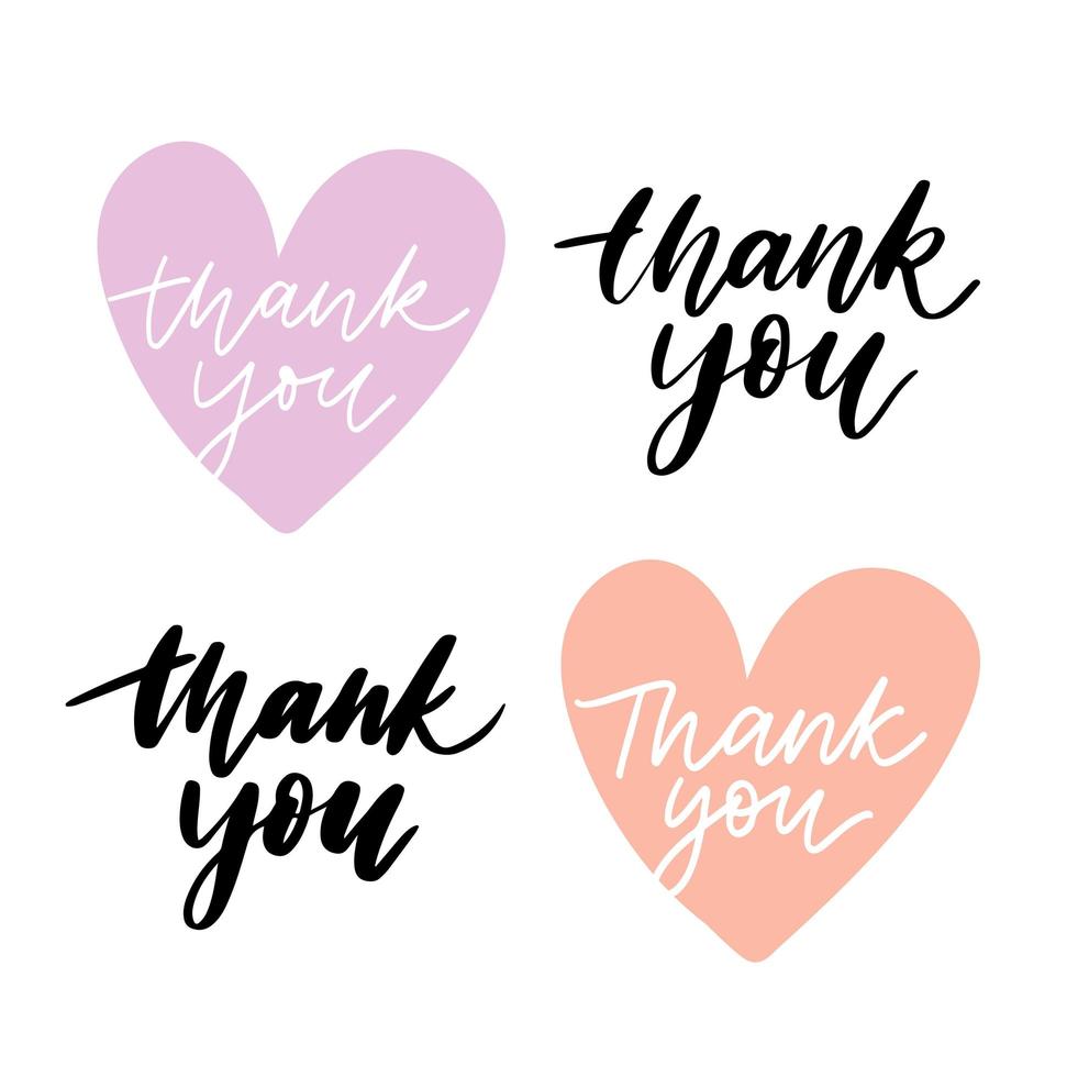 Thank You letter inscription on paper sticker, vector illustration