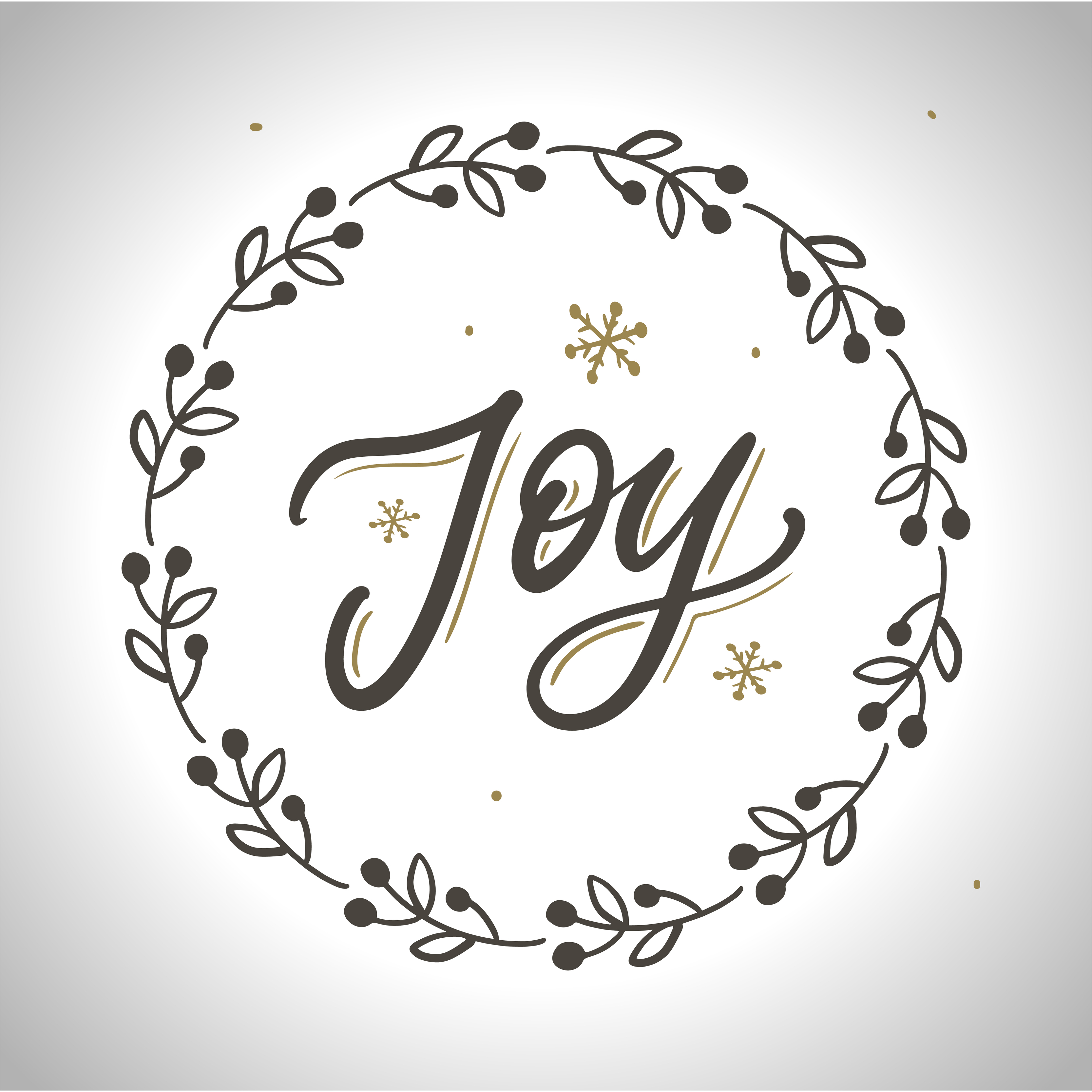 Unique hand drawn lettering of the word Joy. Positive and