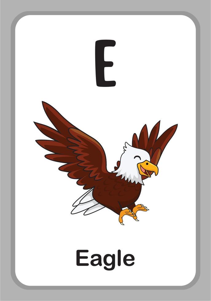 Animal Alphabet Education Flashcards - E for Eagle vector