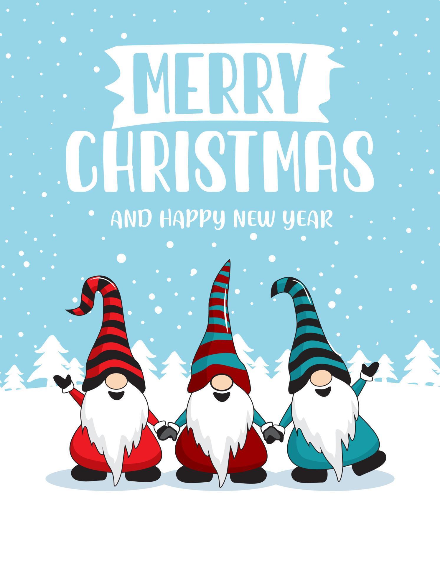 Gnome Merry Christmas Card 4705602 Vector Art at Vecteezy