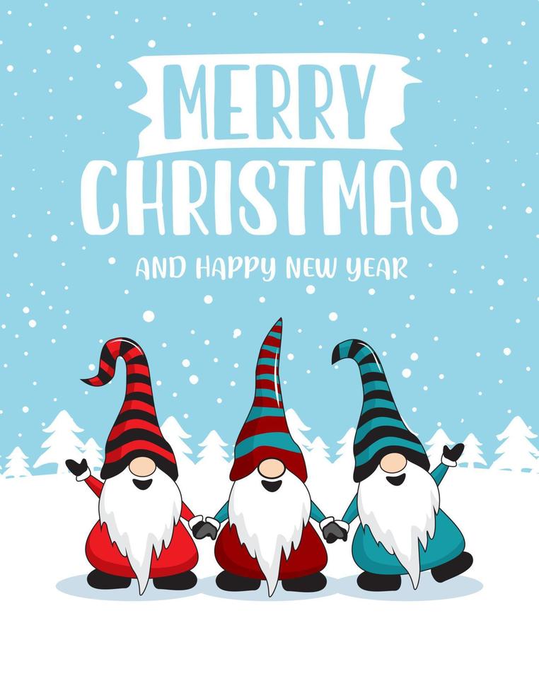 Gnome Merry Christmas Card vector