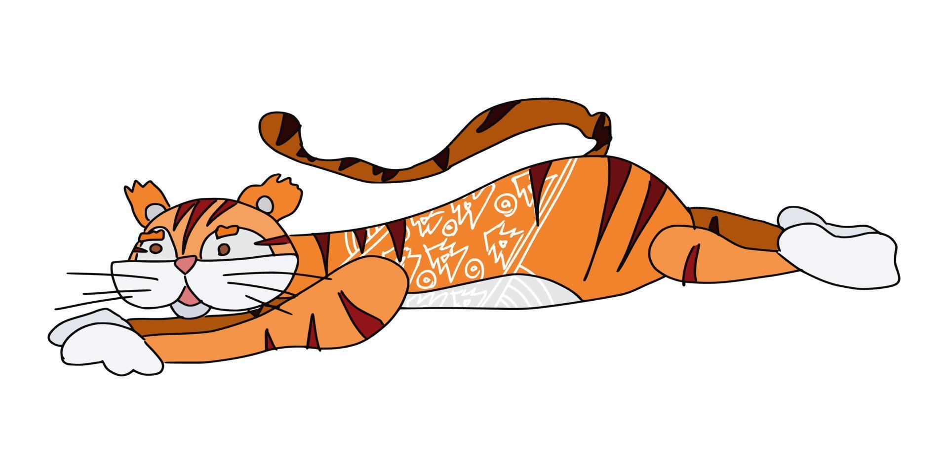 the tiger lies on the floor. zodiac character new vector