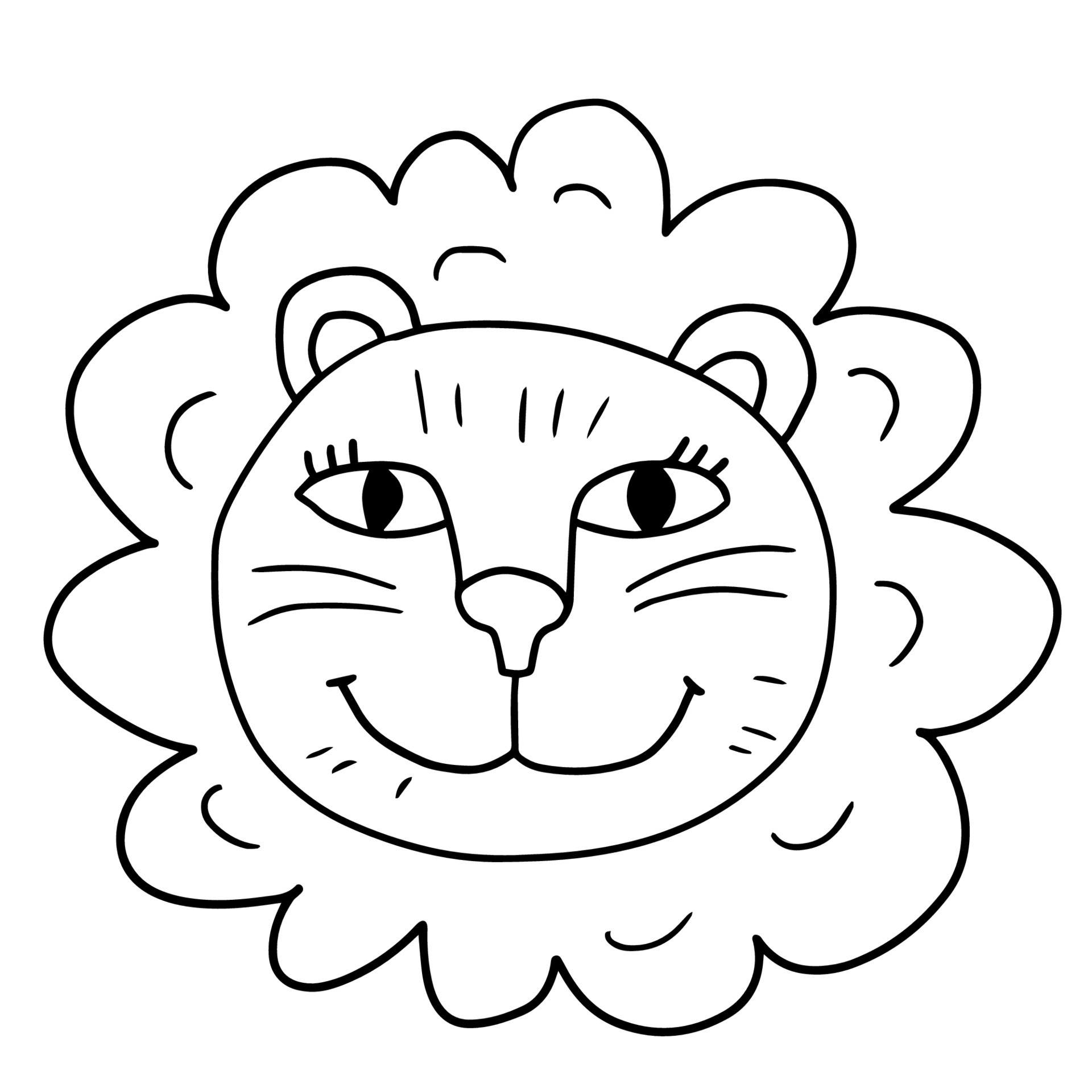 Cartoon hand drawn doodle childlike lion face, head 4705909 Vector Art ...