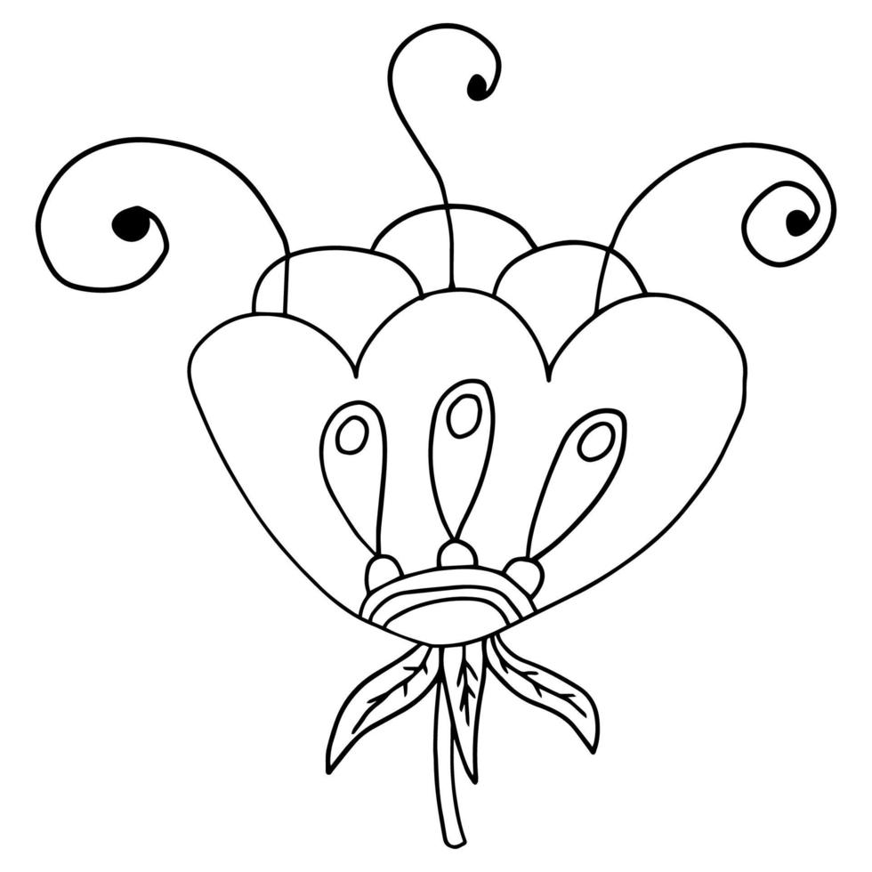 Cartoon hand drawn doodle fantasy flower vector