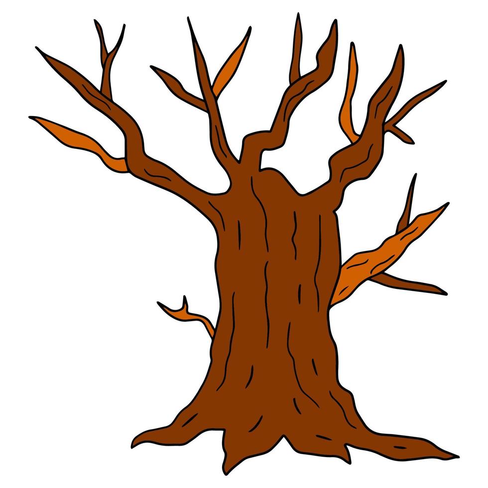 dibujos animados dibujados a mano doodle árbol viejo desnudo vector