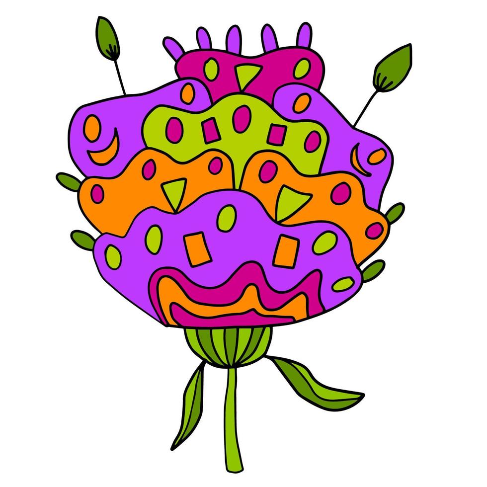 dibujos animados dibujados a mano doodle fantasía flor vector