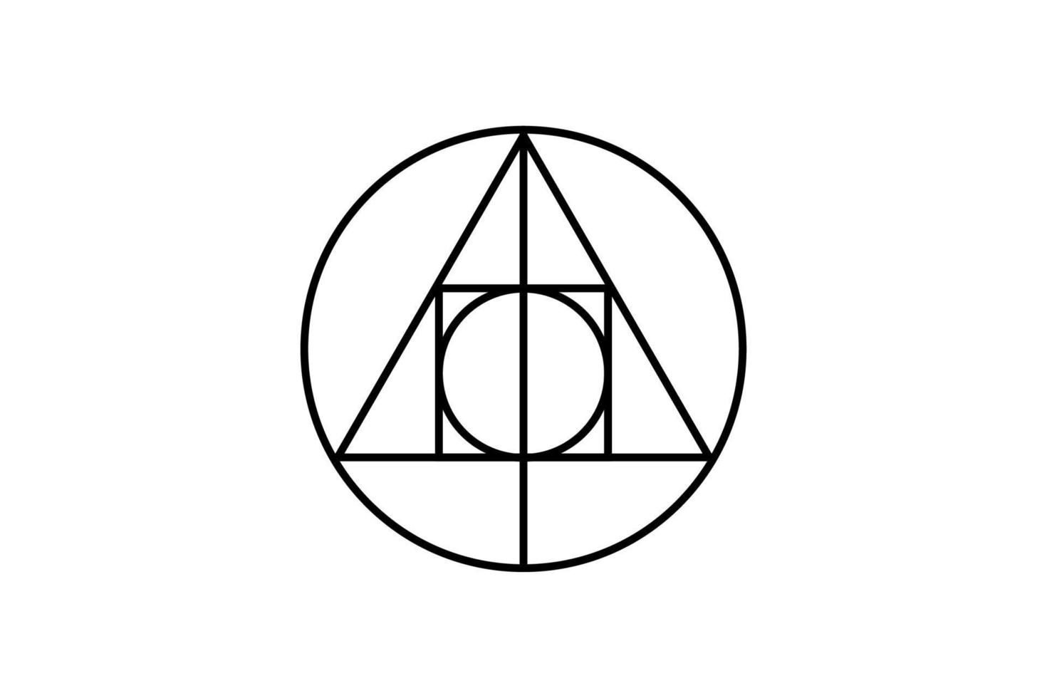 geometría mágica sagrada, símbolo oculto, símbolo alquímico que muestra la interacción entre los cuatro elementos de la materia que simbolizan la piedra filosofal, vector aislado sobre fondo blanco