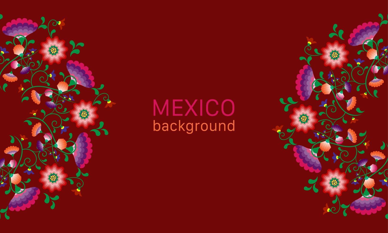 Embroidery native flowers folk pattern with Polish and Mexican influence. Trendy ethnic decorative traditional floral in symmetric design, for fashion, interior, stationery. Vector isolated on red