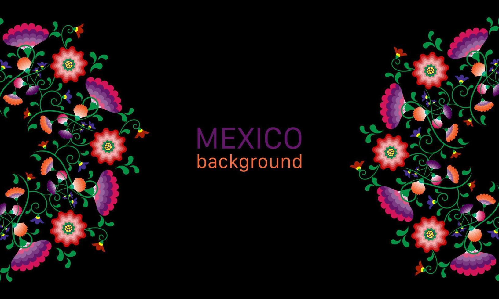 bordado de flores nativas patrón folclórico con influencia polaca y mexicana. floral tradicional decorativo étnico de moda en diseño simétrico, para moda, interior, papelería. vector aislado en negro