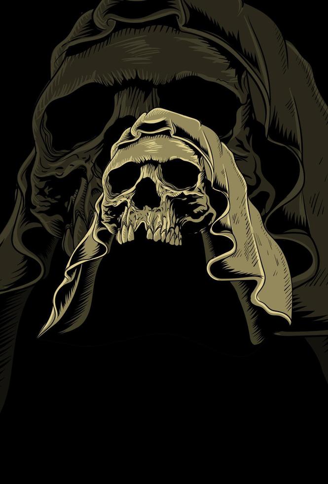 Skull with cloak vector illustration