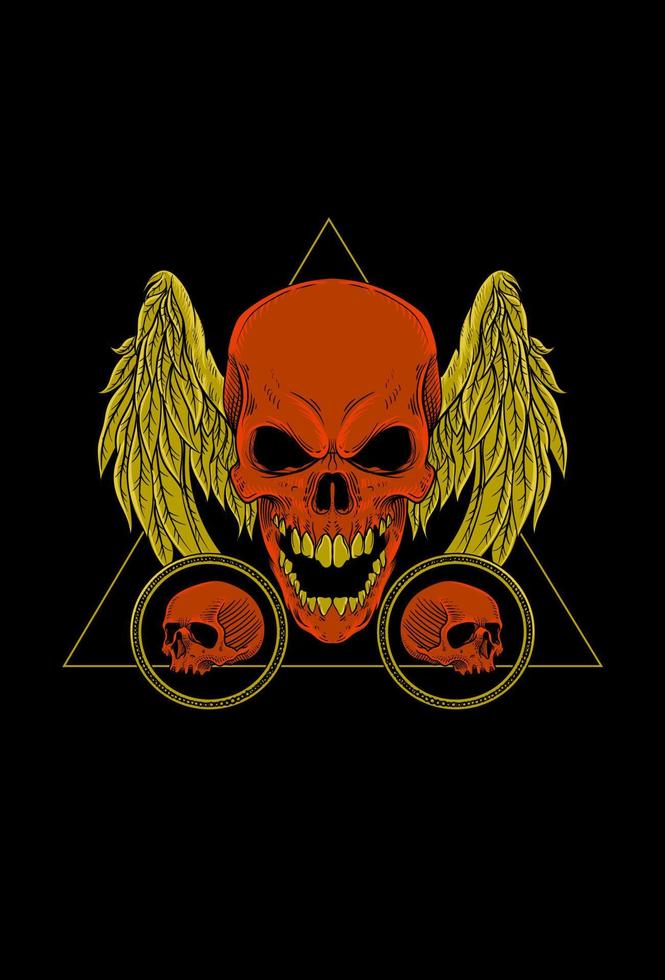 Skull and wing artwork illustration vector