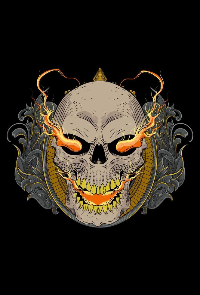 Skull with ornament artwork illustration vector