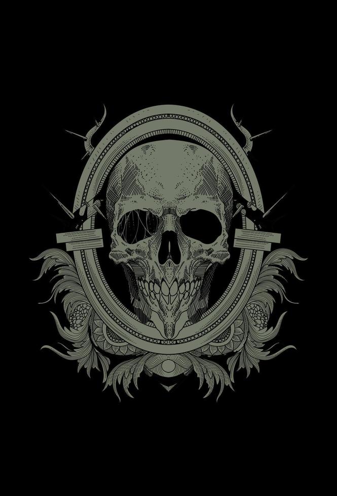 Skull with ornament artwork illustration vector