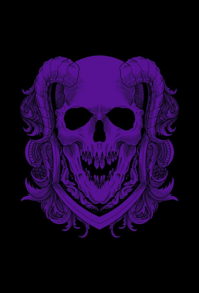 Skull with ornament artwork illustration vector