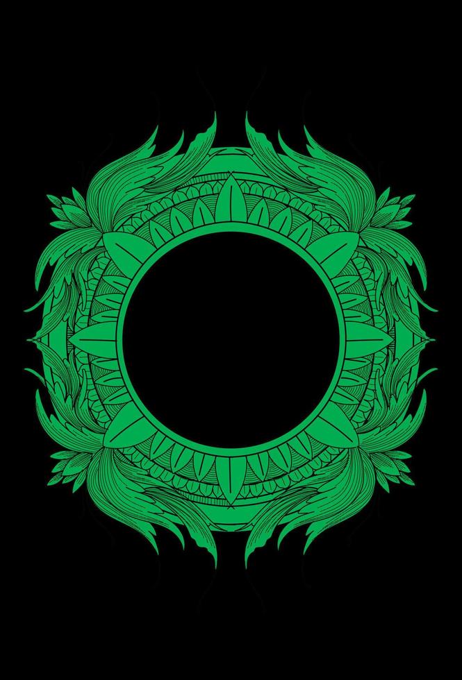 Mandala and leaf artwork illustration vector