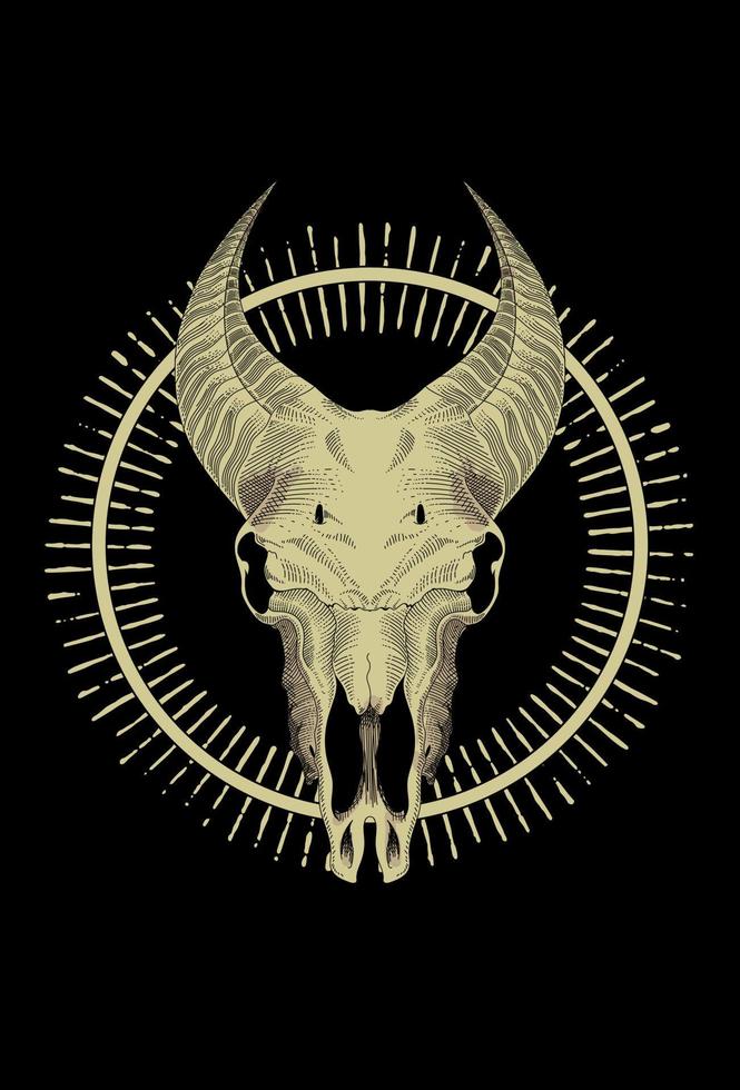 Ilustración de obra de cráneo de cabra y elips vector