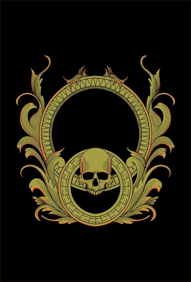 Ornament and skull artwork illustration vector