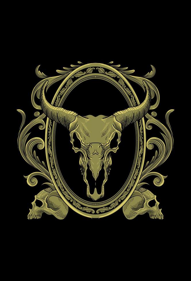 Skull goat and ornament artwork illustration vector