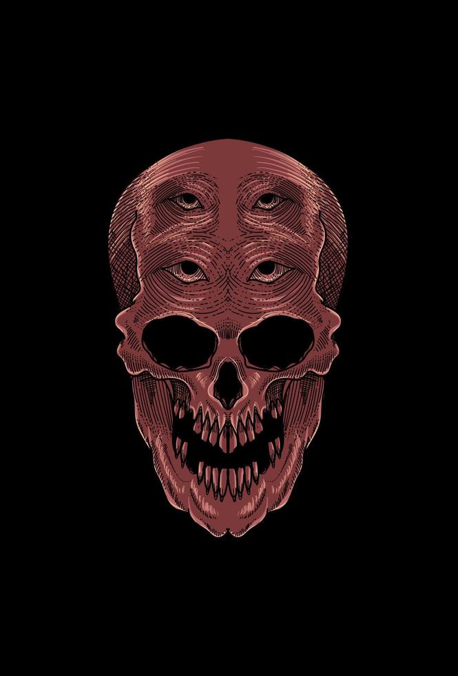 Skull with eyes artwork illustration vector