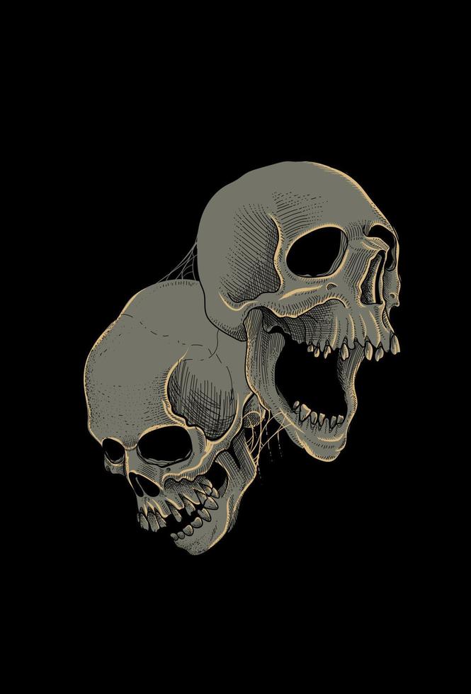 Skull and spider web vector illustration