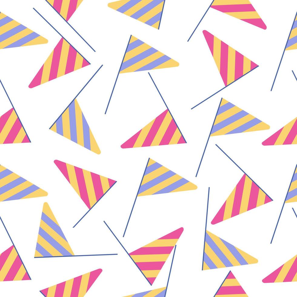 Seamless pattern with flags, Festive Birthday Party objects vector