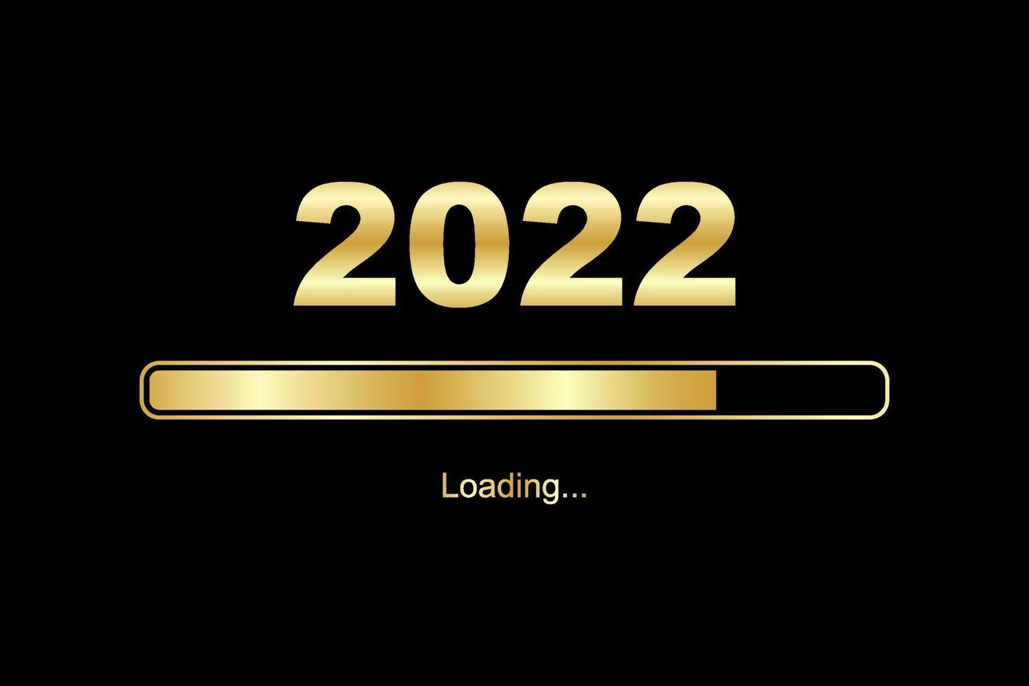 Loading process ahead of new year 2022. Symbol of new year celebration 2022. Creative festive banner with shiny gold color vector