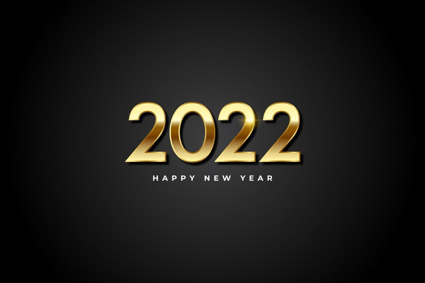 feliz año nuevo 2022 fondo. elegante texto dorado con luz. ilustración vectorial vector